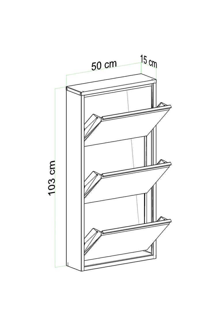 Evdemo 3 Kapaklı Metal Ayakkabılık Beyaz