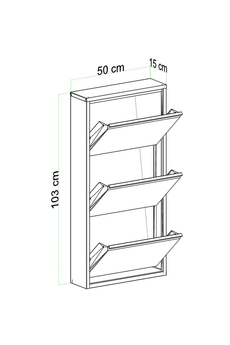 Evdemo 3 Kapaklı Metal Ayakkabılık Siyah