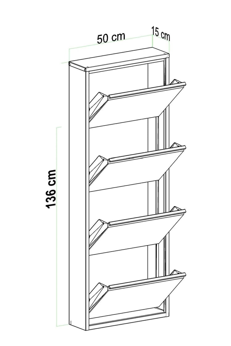 Evdemo 4 Kapaklı Metal Ayakkabılık Antrasit