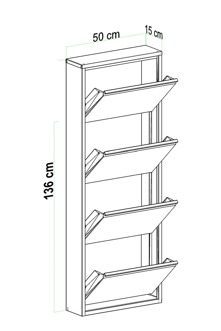Evdemo 4 Kapaklı Metal Ayakkabılık Beyaz