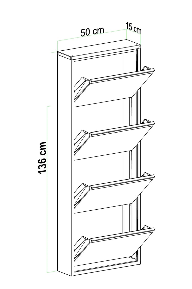 Evdemo 4 Kapaklı Metal Ayakkabılık Siyah