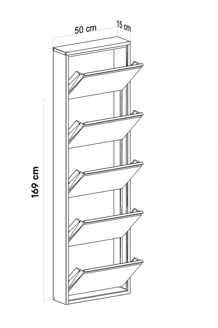 Evdemo 5 Kapaklı Metal Ayakkabılık Beyaz