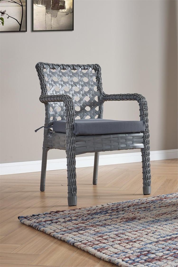 Evdemo Ayaz 2 Kişilik Rattan Bahçe Balkon Mutfak Masa Takımı Gri