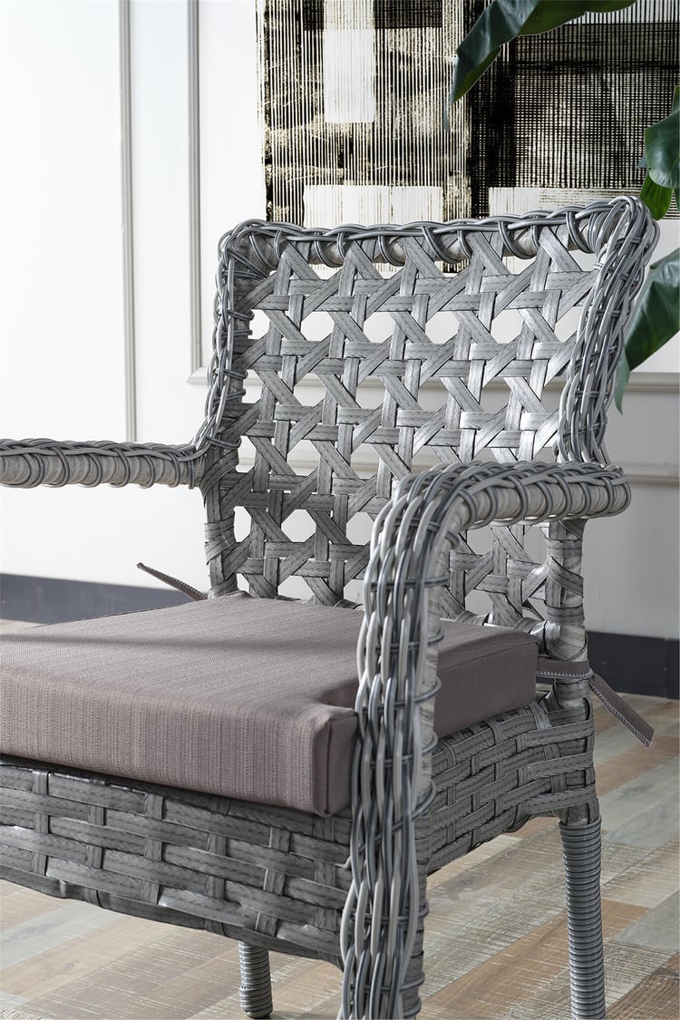 Evdemo Ayaz 2 Kişilik Rattan Bahçe Balkon Mutfak Masa Takımı Açık Gri