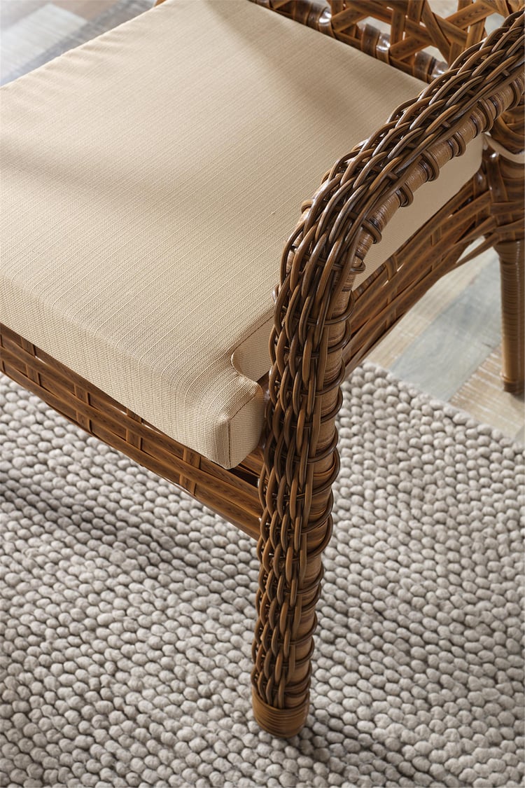 Evdemo Ayaz 4 Kişilik Rattan Bahçe Balkon Mutfak Masa Takımı Kahve