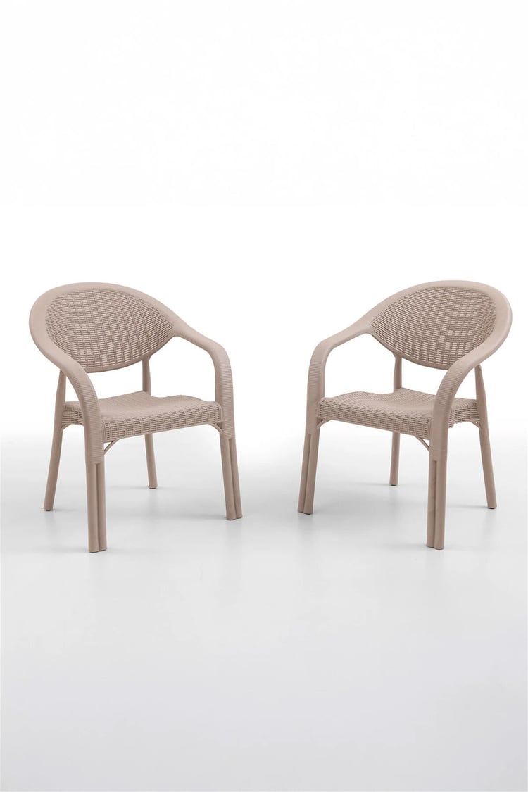 Evdemo Bamboo 2 Kişilik Rattan Masa Sandalye Takımı Cappuccino