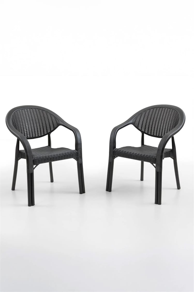 Evdemo Bamboo 2'li Rattan Sandalye Siyah