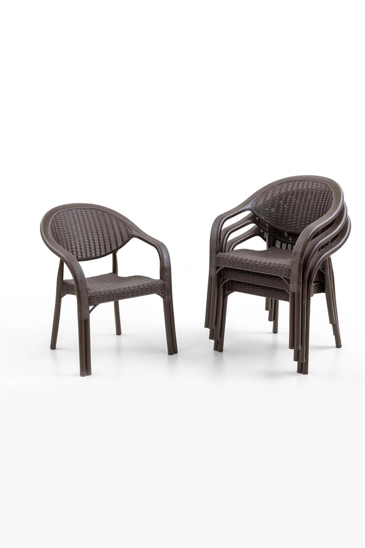 Evdemo Bamboo 6 Kişilik Rattan Masa Sandalye Takımı Kahve