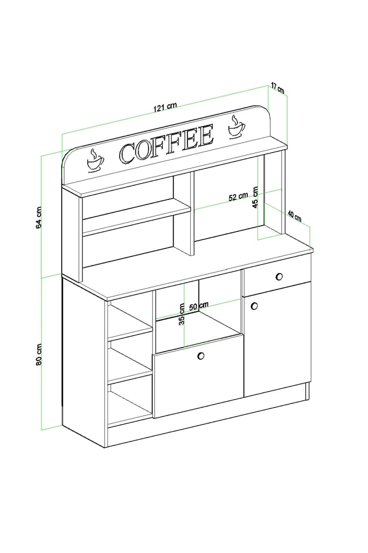 Evdemo Barista Kahve Köşesi Çok Amaçlı Dolap Beyaz