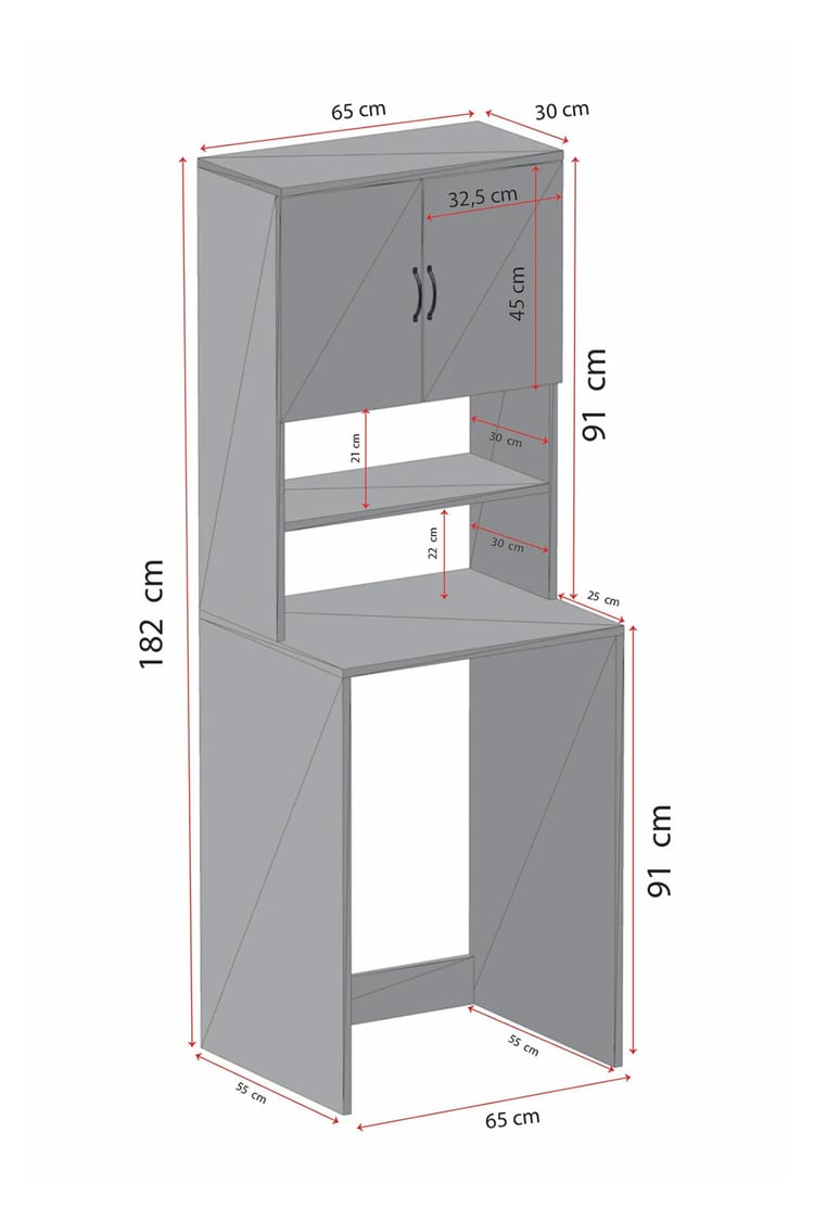 Evdemo Çamaşır Makinesi Üstü Banyo Dolabı Rafı Beyaz