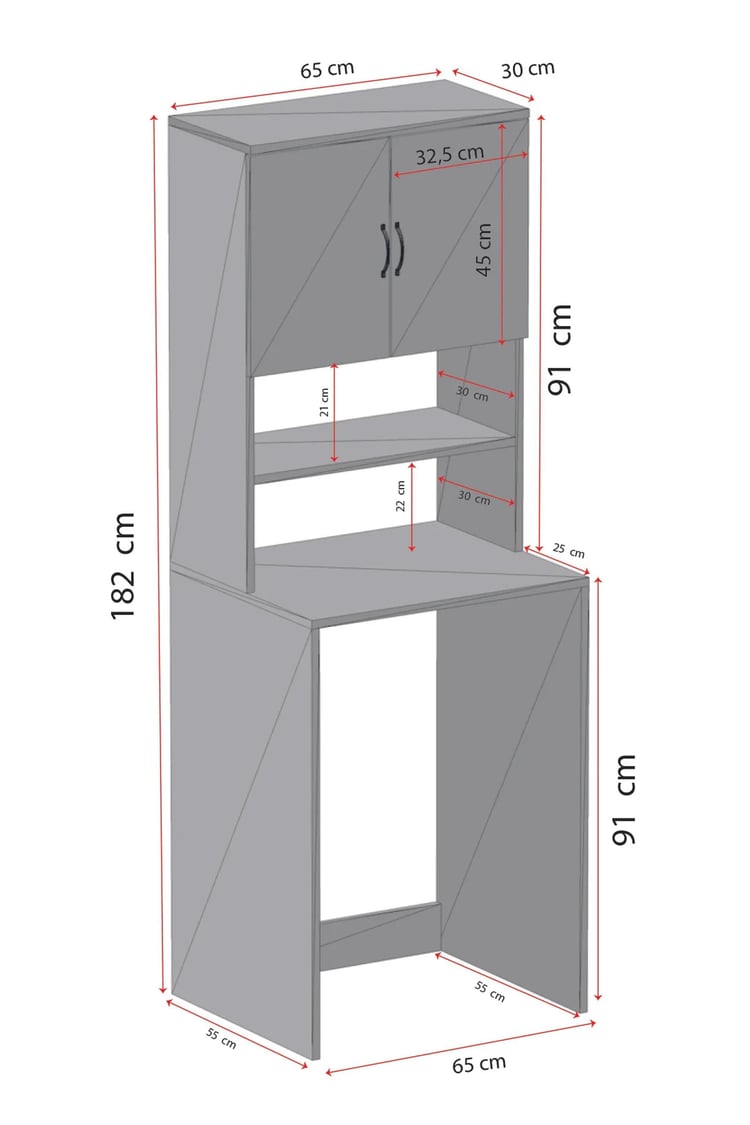 Evdemo Çamaşır Makinesi Üstü Banyo Dolabı Rafı Atlantik Çam