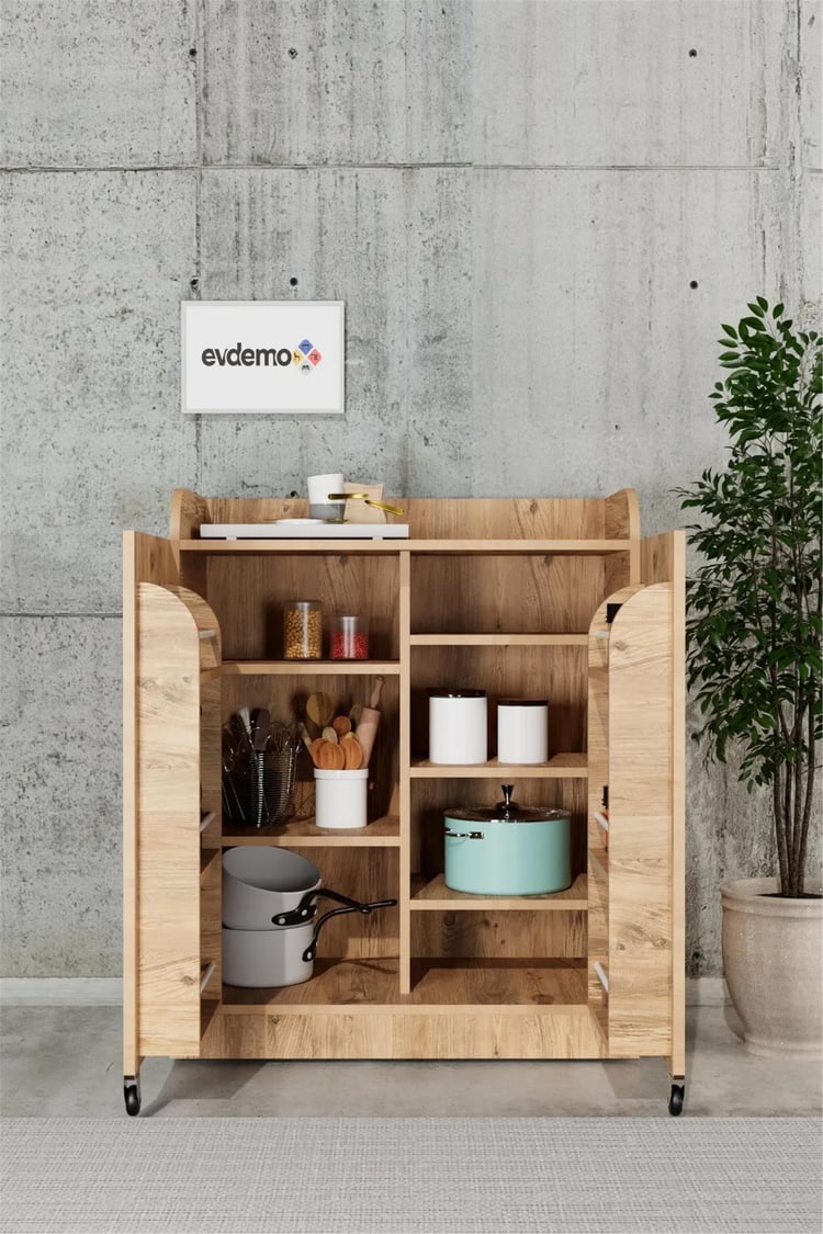 Evdemo Derin 2 Kapaklı Erzak Kiler Dolabı Atlantik Çam
