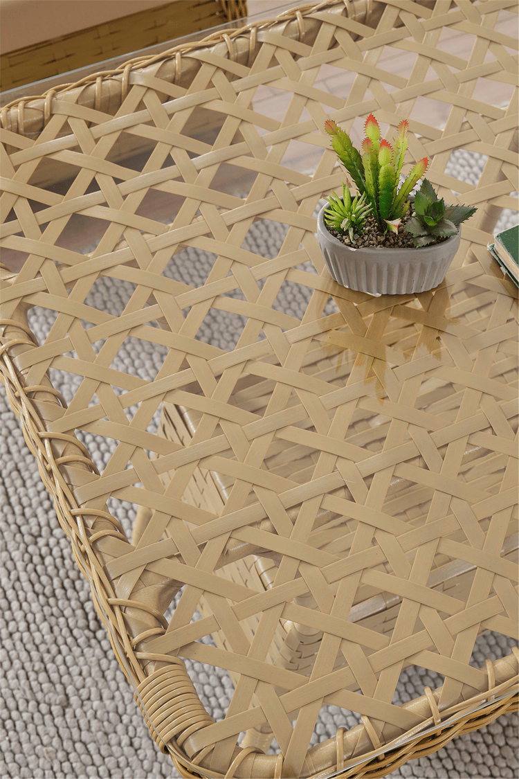 Evdemo Duru 2 Kişilik Rattan Bahçe Balkon Mutfak Masa Takımı Cappuccino