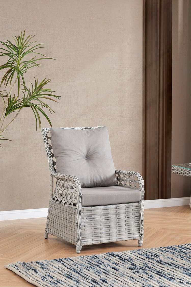 Evdemo Duru 2 Kişilik Rattan Bahçe Balkon Mutfak Masa Takımı Gri