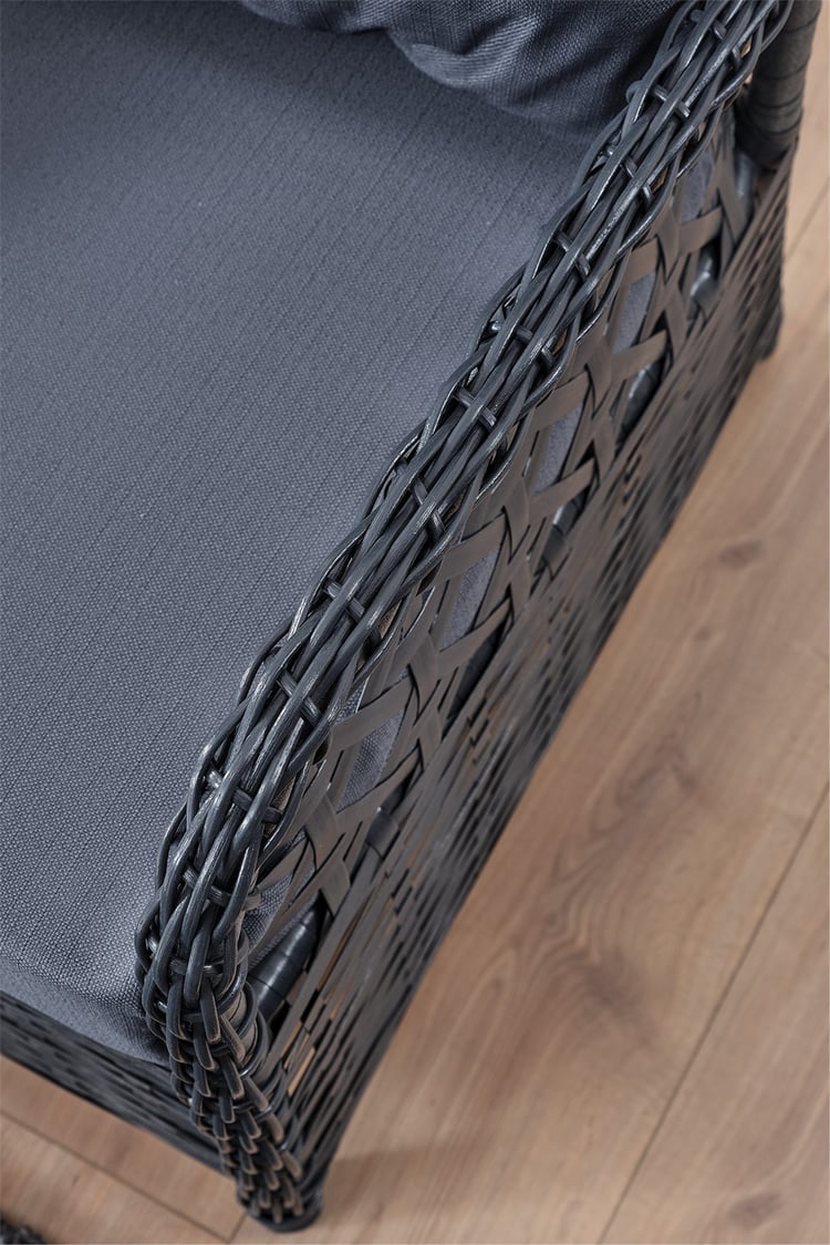 Evdemo Duru 2 Kişilik Rattan Bahçe Balkon Mutfak Masa Takımı Antrasit