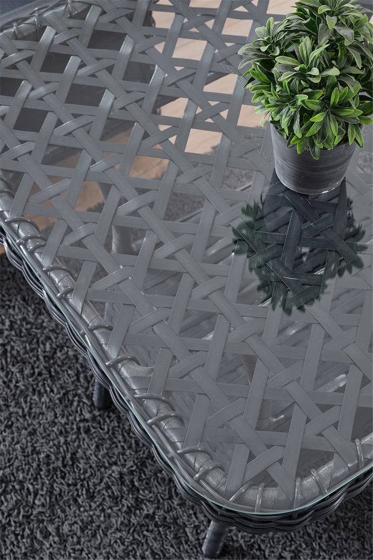 Evdemo Duru 2 Kişilik Rattan Bahçe Balkon Mutfak Masa Takımı Antrasit