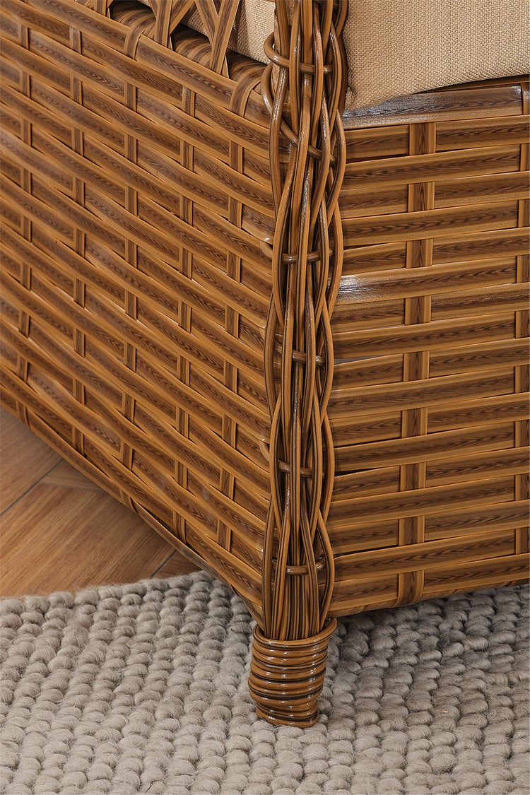 Evdemo Duru 2 Kişilik Rattan Bahçe Balkon Mutfak Masa Takımı Kahve