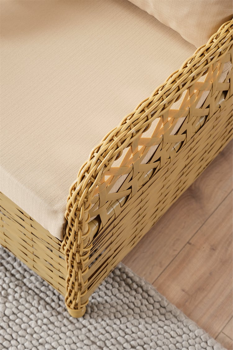 Evdemo Duru 4 Kişilik Rattan Bahçe Balkon Mutfak Masa Takımı Cappuccino