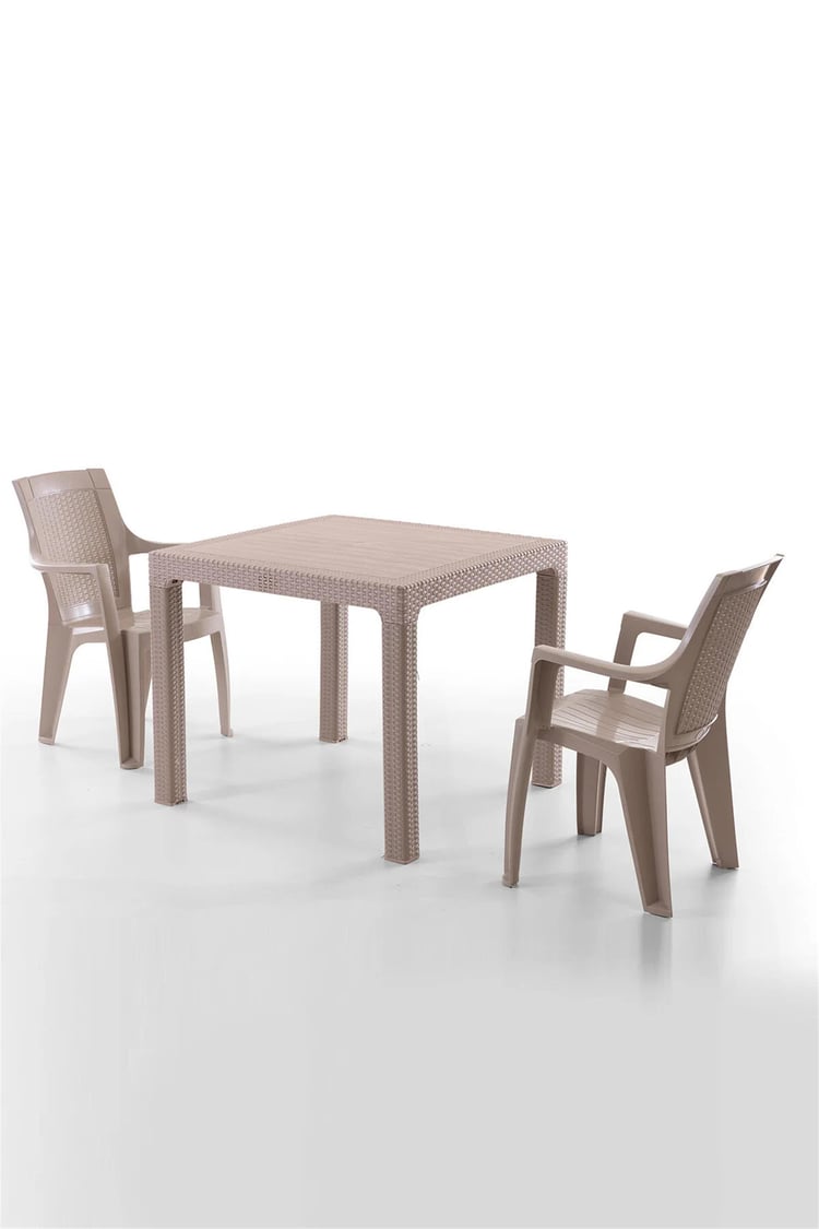 Evdemo Efes 2 Kişilik Rattan Masa Sandalye Takımı Cappuccino