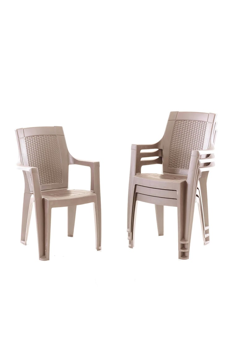 Evdemo Efes 6 Kişilik Rattan Masa Sandalye Takımı Cappuccino