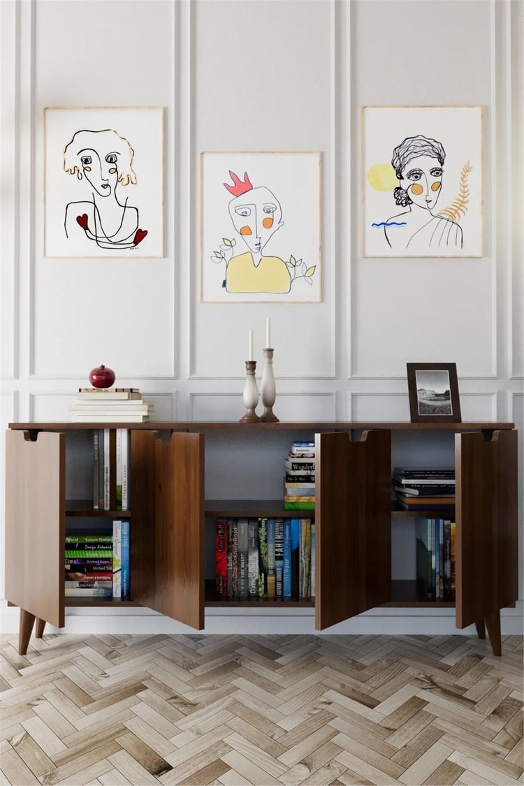 Evdemo Elegant 4 Kapaklı Dekoratif Konsol Barok Ceviz