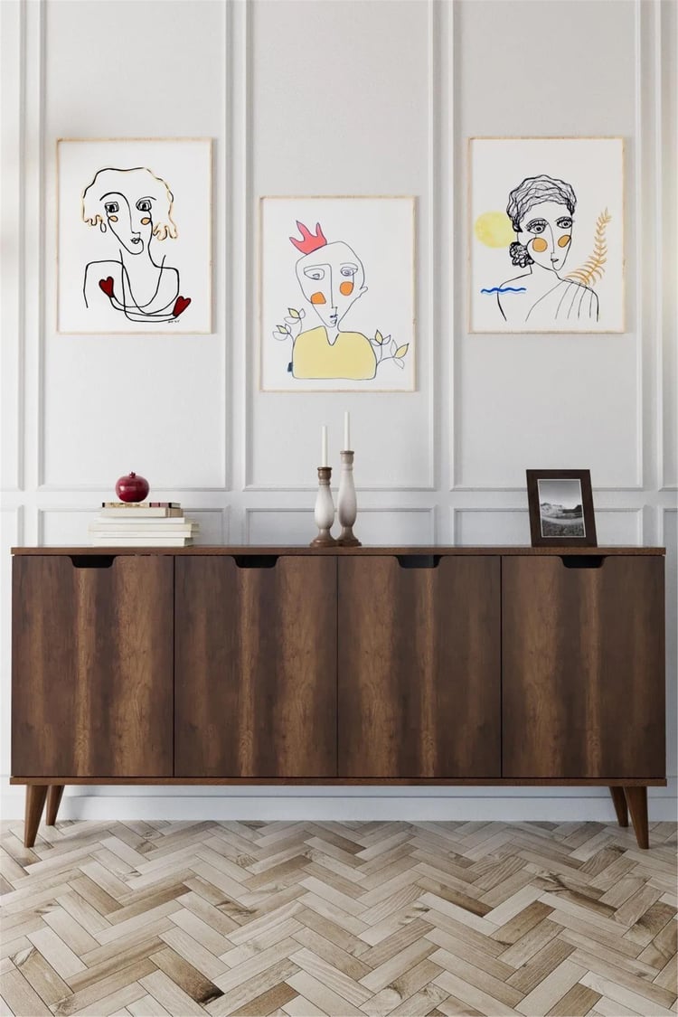 Evdemo Elegant 4 Kapaklı Dekoratif Konsol Barok Ceviz