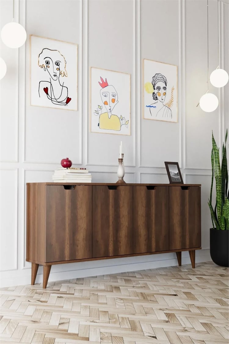 Evdemo Elegant 4 Kapaklı Dekoratif Konsol Barok Ceviz