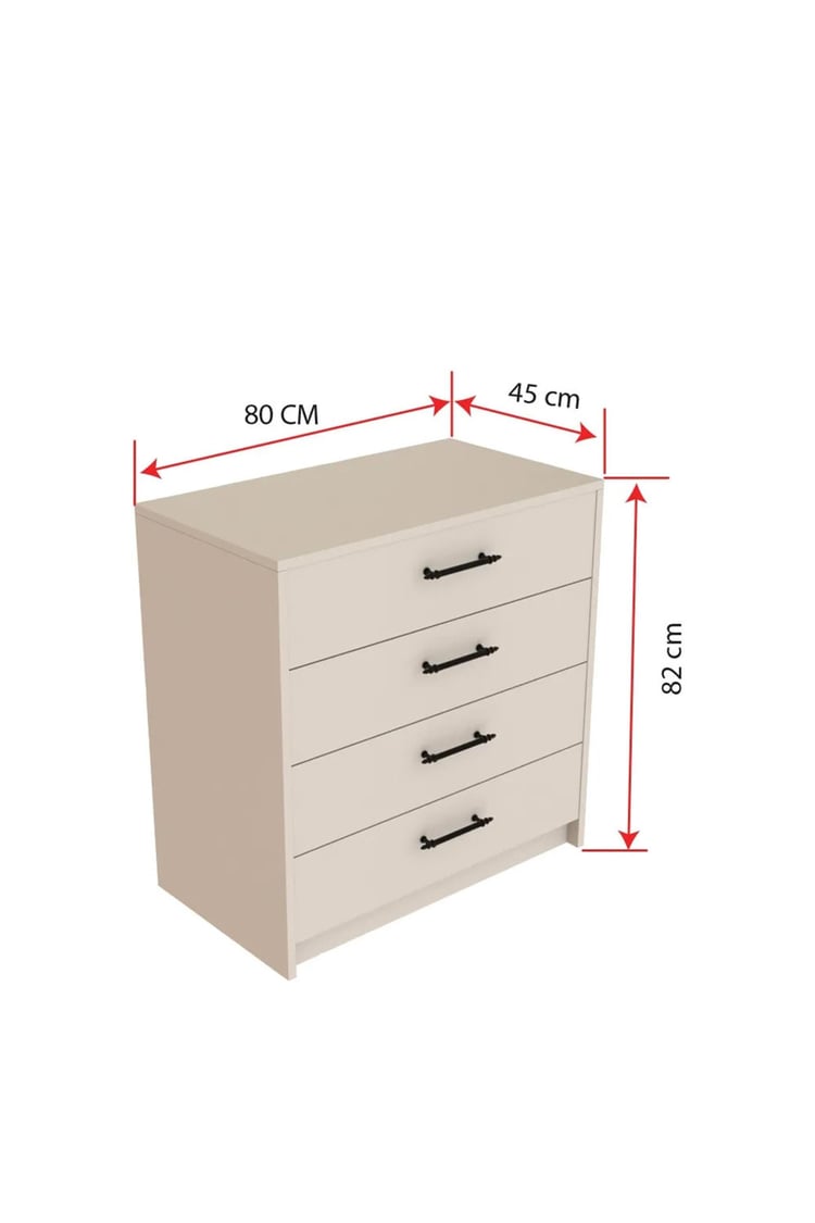 Evdemo Fiona 4 Çekmeceli Şifonyer Beyaz