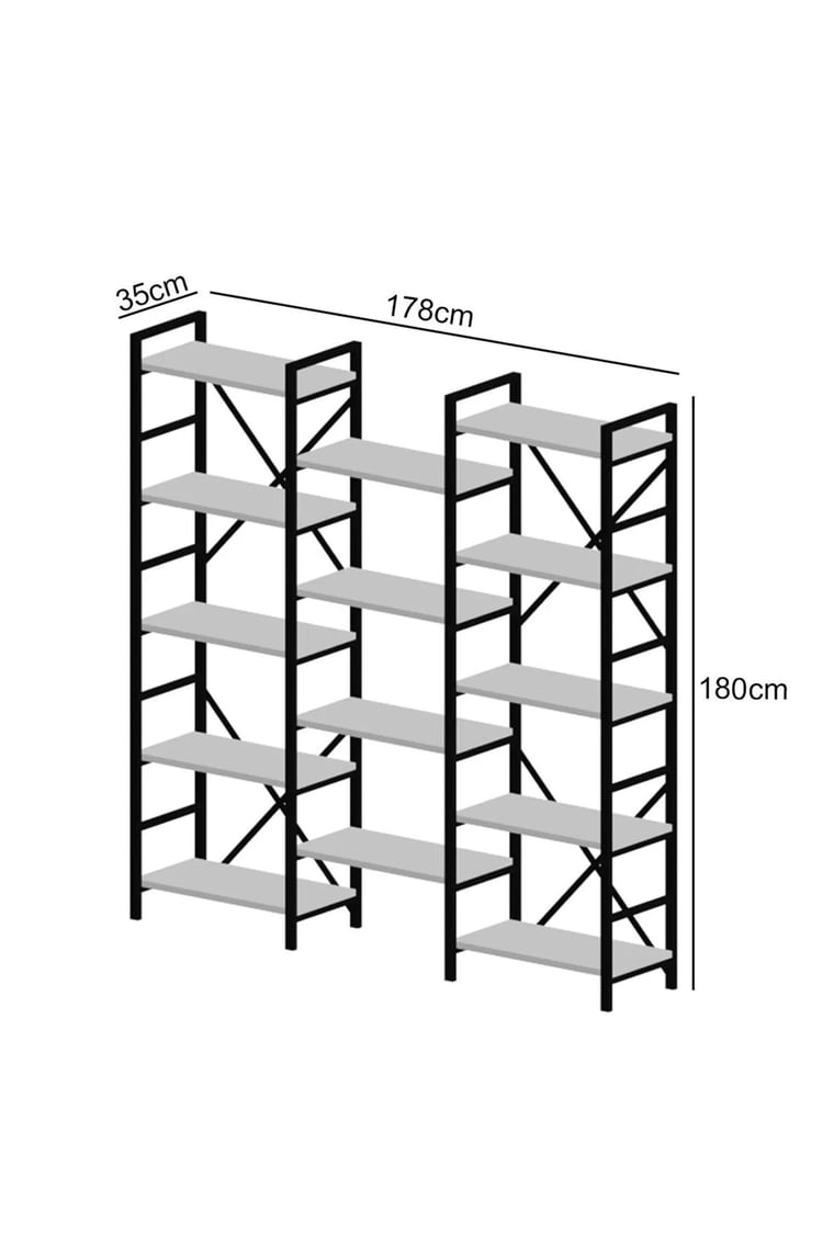 Evdemo Gada Metal Kitaplık Siyah