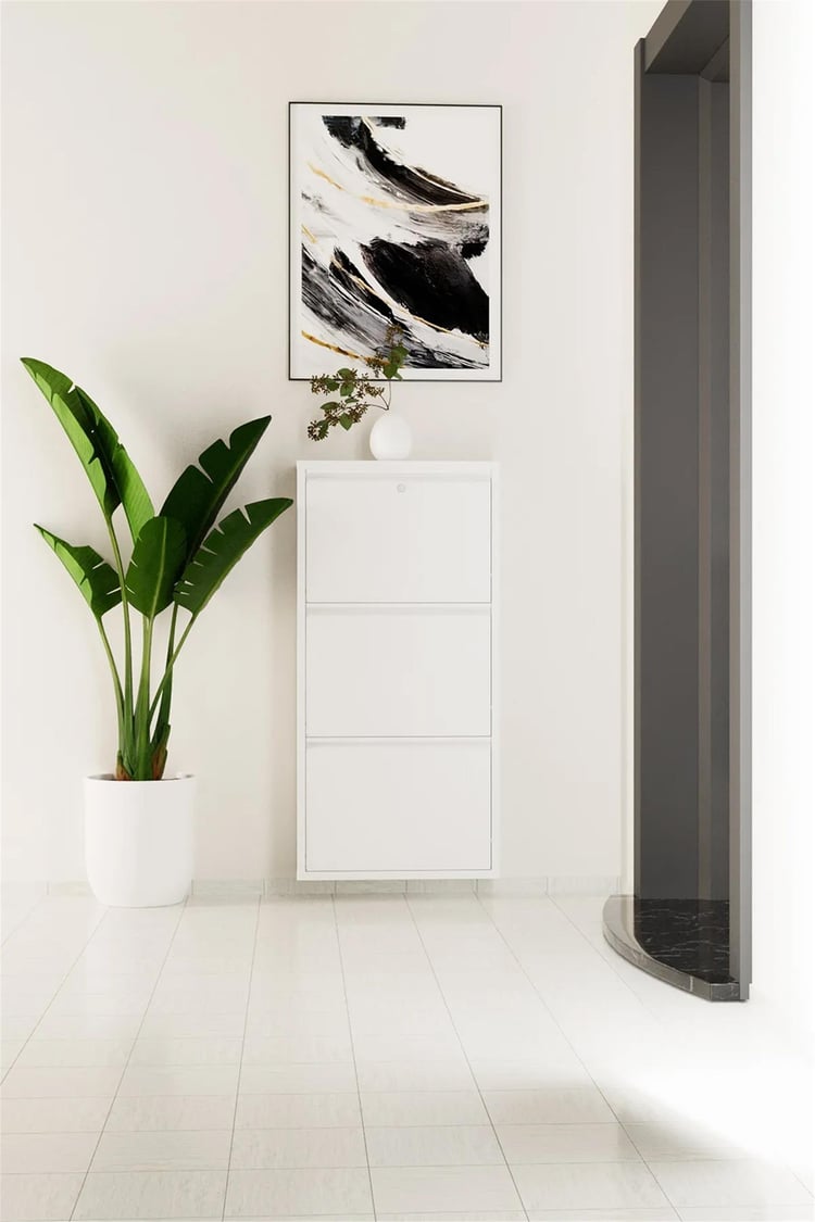 Evdemo Kilitli 3 Kapaklı Metal Ayakkabılık Beyaz