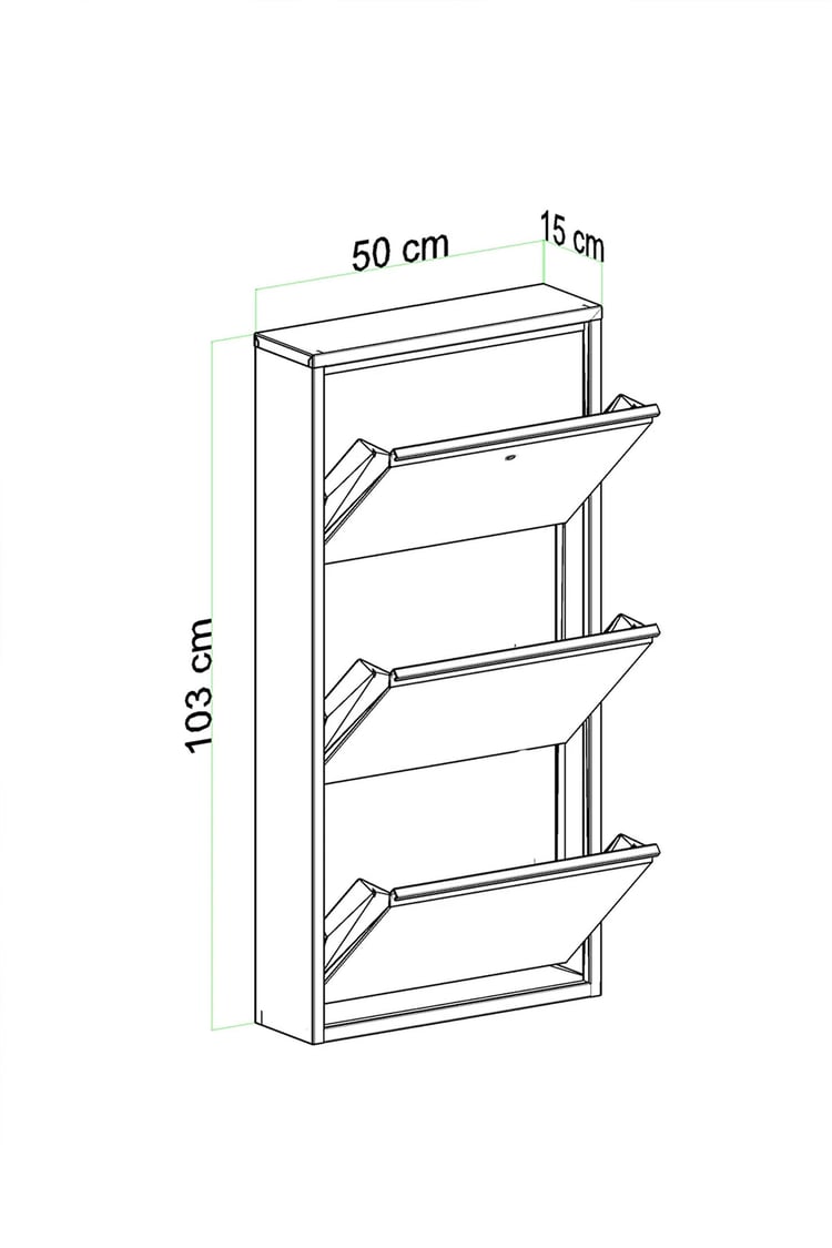 Evdemo Kilitli 3 Kapaklı Metal Ayakkabılık Beyaz