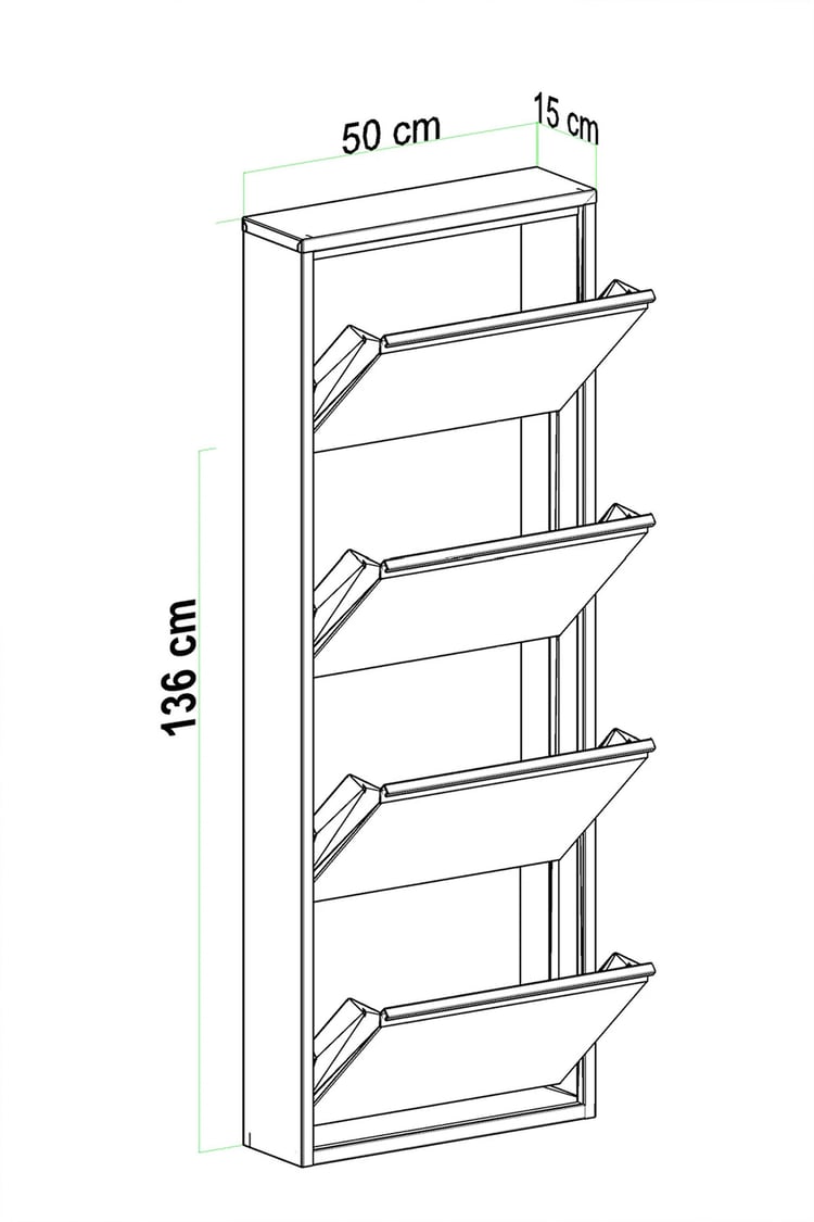 Evdemo Kilitli 4 Kapaklı Metal Ayakkabılık Antrasit