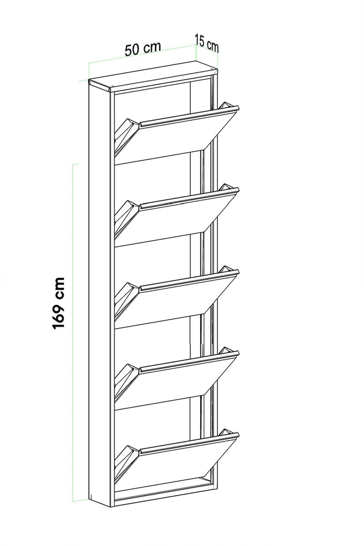 Evdemo Kilitli 5 Kapaklı Metal Ayakkabılık Siyah