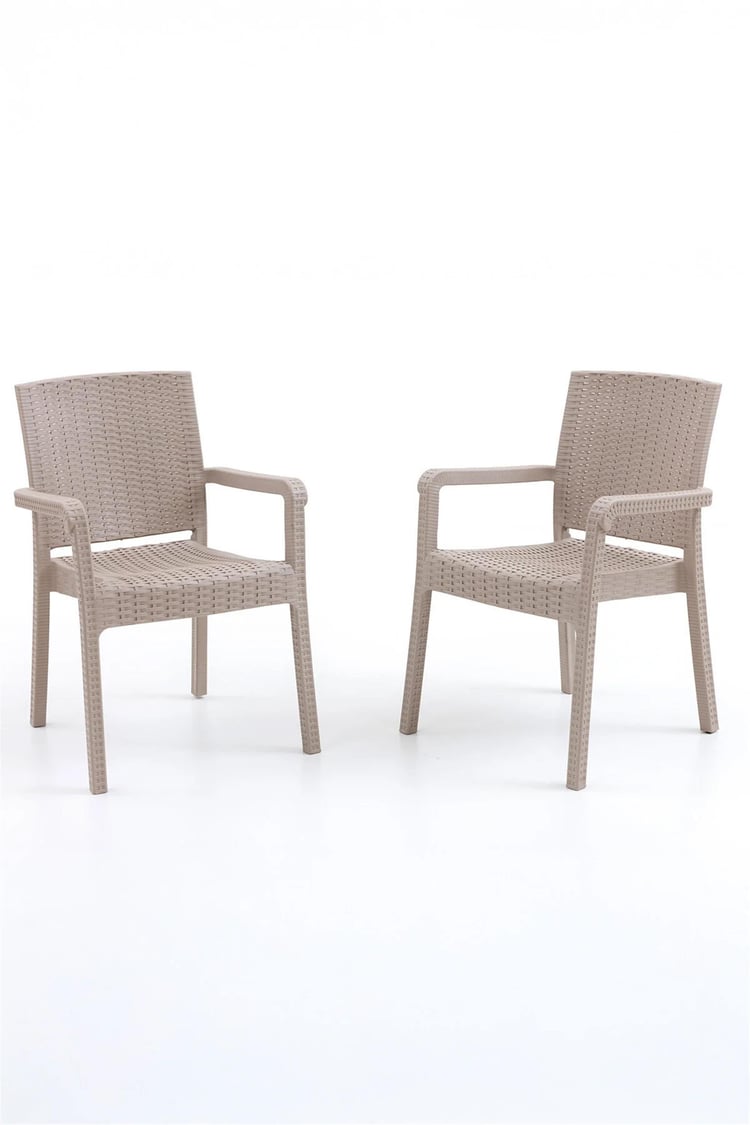 Evdemo King 2 Kişilik Rattan Masa Sandalye Takımı Cappuccino