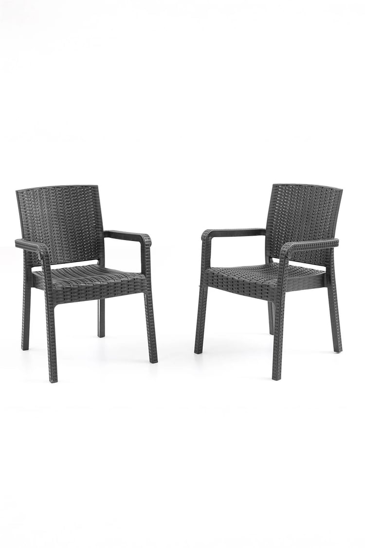 Evdemo King 2 Kişilik Rattan Masa Sandalye Takımı Siyah