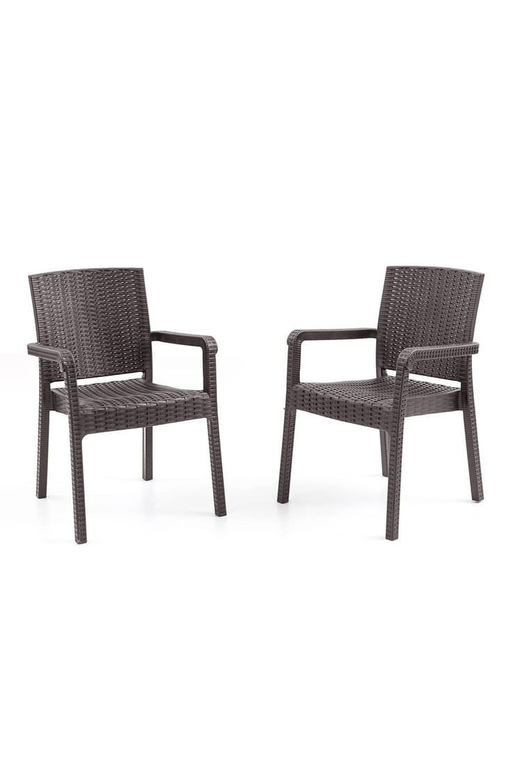 Evdemo King 2 Kişilik Rattan Masa Sandalye Takımı Kahve