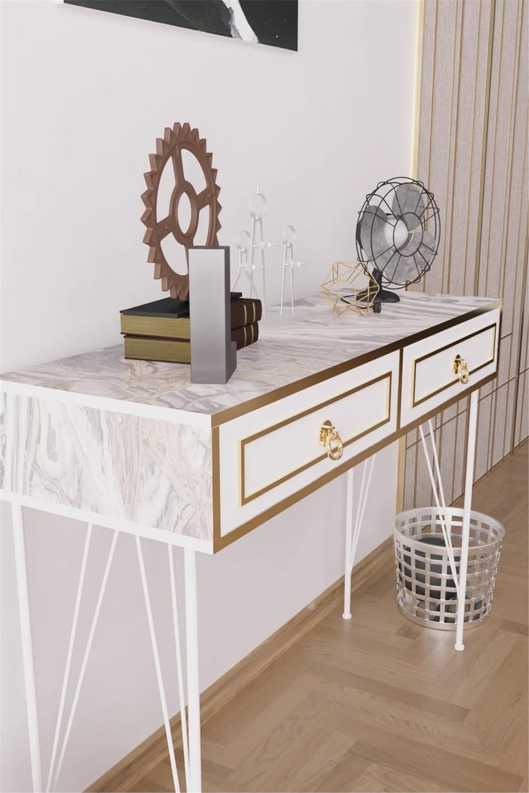 Evdemo London Lüx Dresuar Beyaz Mermer