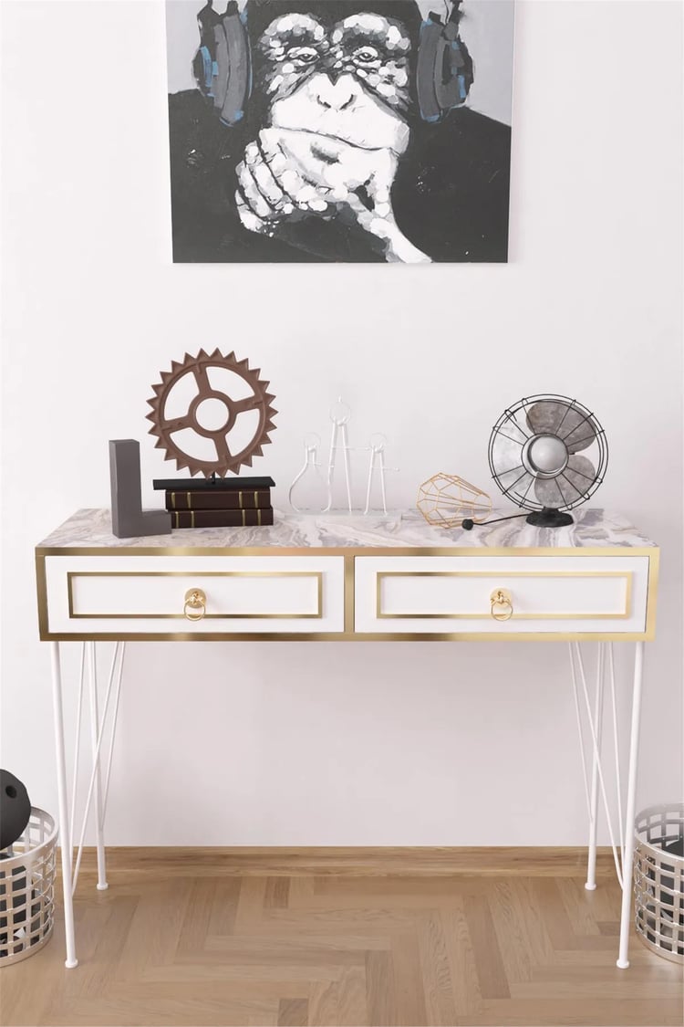 Evdemo London Lüx Dresuar Beyaz Mermer