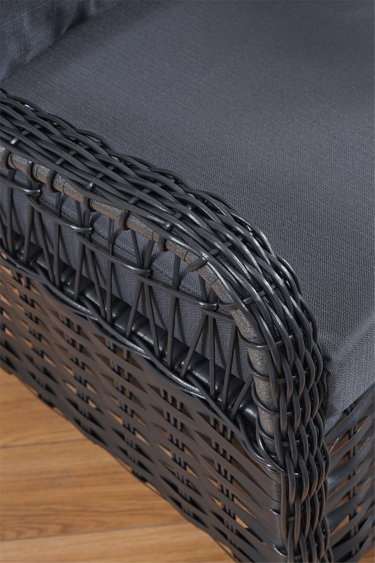 Evdemo Paris Rattan Puflu Bahçe Balkon Takımı 3+1+1 Cam Masalı Antrasit