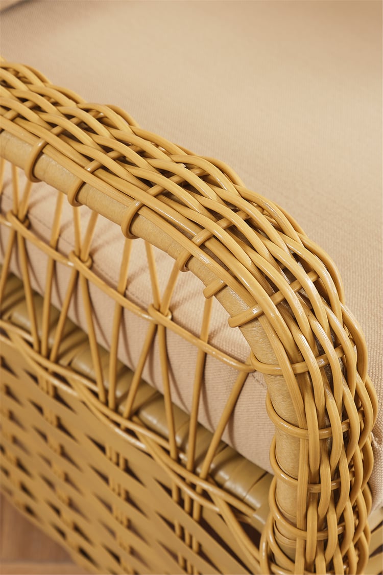 Evdemo Paris Rattan Puflu Bahçe Balkon Takımı 3+1+1 Cam Masalı Cappuccino