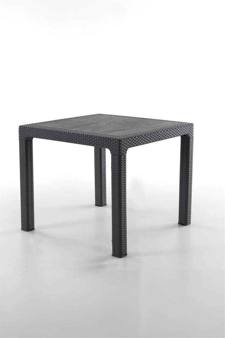 Evdemo Rattan 90x90 cm Masa Siyah
