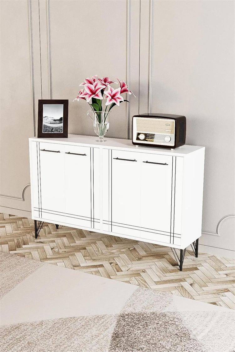 Evdemo Rio Metal Ayak Dekoratif Modern Konsol Beyaz