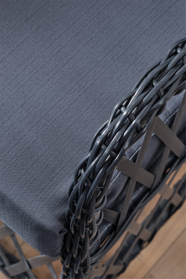 Evdemo Roma Rattan Bahçe Balkon Takımı 2+1+1 Cam Masalı Antrasit