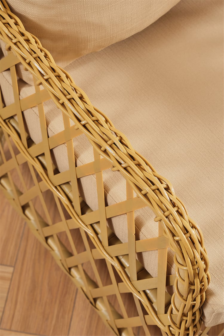 Evdemo Roma Rattan Bahçe Balkon Takımı 2+1+1 Cam Masalı Cappuccino