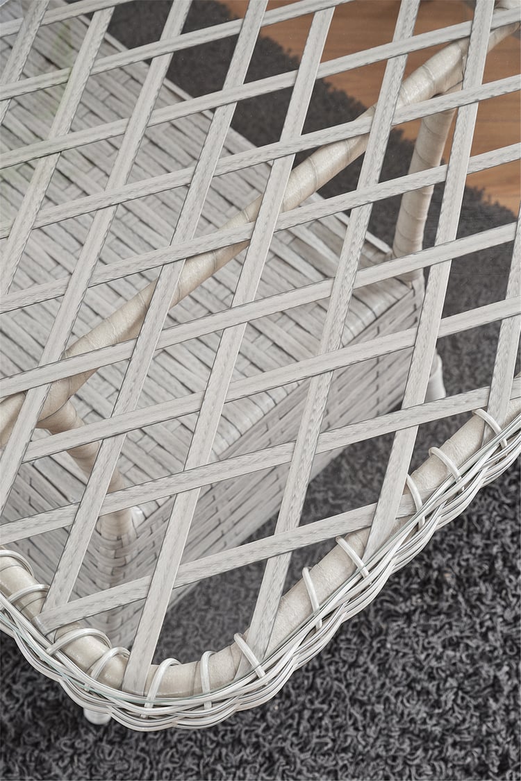 Evdemo Roma Rattan Bahçe Balkon Takımı 2+1+1 Cam Masalı Gri