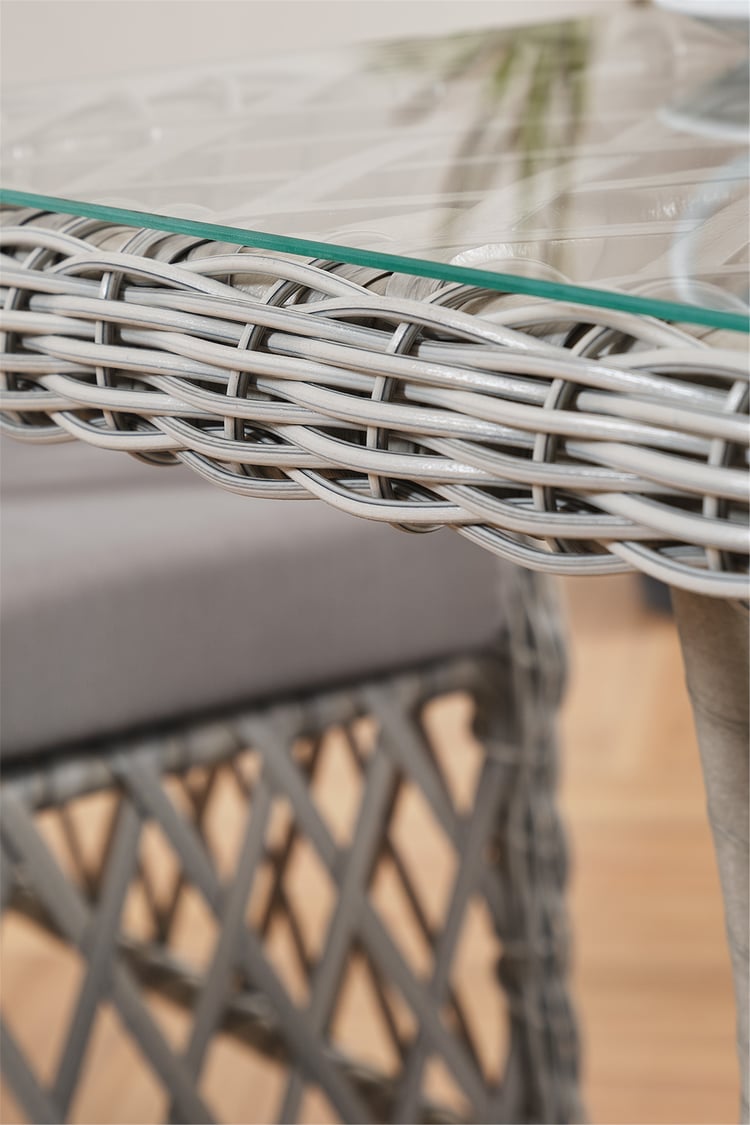 Evdemo Roma Rattan Bahçe Balkon Takımı 2+1+1 Cam Masalı Gri