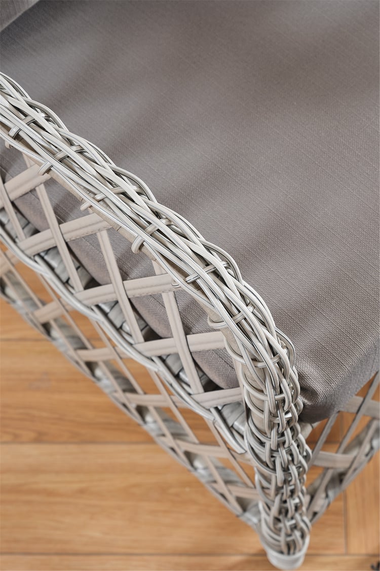 Evdemo Roma Rattan Bahçe Balkon Takımı 2+1+1 Cam Masalı Gri