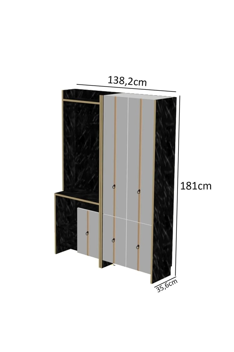 Evdemo Sarmaşık Siyah Portmanto Vestiyer