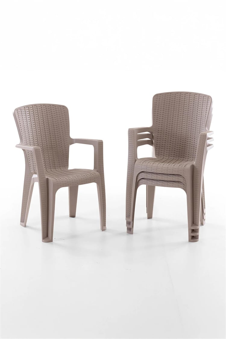 Evdemo Side 4 Kişilik Rattan Masa Sandalye Takımı Cappuccino