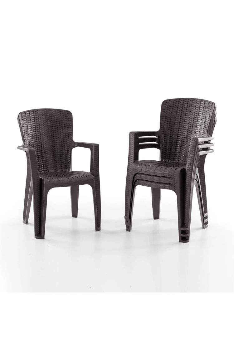 Evdemo Side 6 Kişilik Rattan Masa Sandalye Takımı Kahve